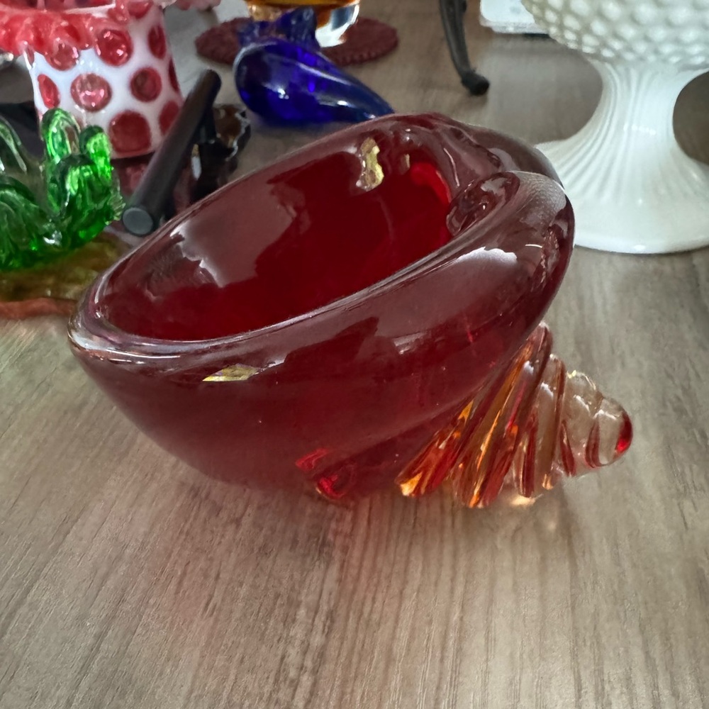 Murano Red Glass Art Bowl